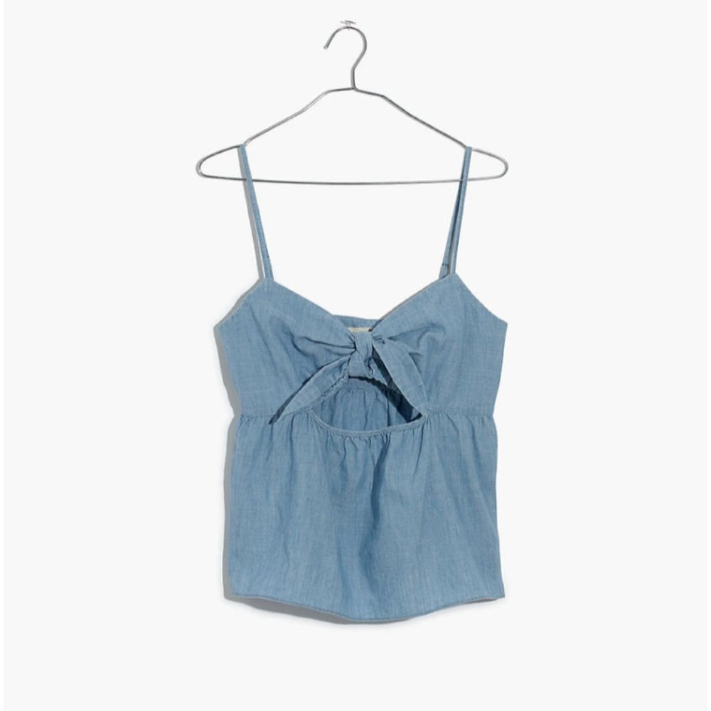 Madewell Chambray Tie-Front Keyhole Cami Top